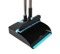 Fit For The Job Long Handled Dustpan & Brush Set - 1.1m Upright Broom & Dust Pan with 8-Part Aluminium Pole, Rubber Lip, Built-In Comb & Clip Storage - Heavy Duty Indoor & Outdoor Cleaning