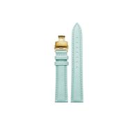 Fit for Tissot/Longines/Casio/huawei Soft Geunine Leather 14mm 16mm 18mm 20mm Butterfly buckle Watchband(Sky Blue Gold,18mm)
