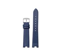 Fit for Versace Watch SCI080016 SCI070016 Women V-notch Thin Leather Watch Band 18mm(Dark Blue-Silver)