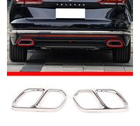 Fit for Volkswagen Touareg 2019 2020 2021 Accessories Exterior Rear Exhaust Muffler Tip End Pipe Decorative Cover Trim 2PCS,Exhaust Pipe Cover (Silver)