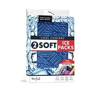 Fit & Fresh 10300FF Soft Cool, Set of 2 Flexible Ice Packs for Lunch Bags and Coolers, Navy Sketch Weave & Blue, Nylon
