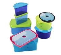 Fit & Fresh Kids' Reusable Lunch Box Container Set with Built-In Ice Packs, 14-Piece Healthy Lunch and Snack Kit, BPA-Free Microwave Safe, Portion Control