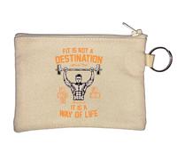 Fit is Not A Destination It is A Way of Life Go Hard Or Go Home Key Chain Coin Purse Beige