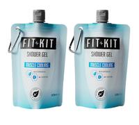 Fit Kit Muscle Cooling Sports Shower Gel Set | Post Workout Body Wash Infused with Peppermint Oil & Charcoal for Recovery from Muscle Soreness & to Cool Down after the Gym | Pack of 2 x 200ml Pouches