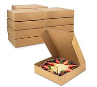 Fit Meal Prep [10 Pack Pie Boxes 10x10x2.5 Kraft Square Bakery Boxes for Cookies, Cake, Cheesecake, Chocolate Covered Strawberries, Dessert, Pastry, Cardboard Sweet Boxes for Treats