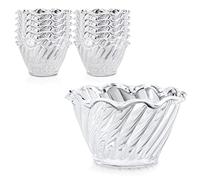 Fit Meal Prep 12 Pack Plastic Dessert Cups 5 oz, Clear Mini Ice Cream Sundae Tasting Bowls, Individual Swirl Tulip Shape Dish Holder, Salad Appetizer Chocolate Candy Serving in Party Buffet