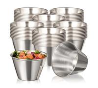 Fit Meal Prep [120 Pack 4 oz Stainless Steel Dipping Sauce Cups, Reusable Metal Ramekins, Commercial Grade Condiment Bowls, Individual Portion Cups, Small Round Au Jus Cup for Home, Restaurant