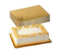 Fit Meal Prep [20 Pack 14x10 Cake Board Rectangle Gold Cardboard Cake Boards, Quarter Sheet Disposable, Pizza, Desserts and Pastries Food Bottoms, Grease Proof and Moisture Resistant