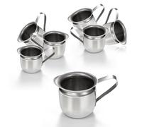 Fit Meal Prep [6 Pack] 3 oz Creamer Pitcher - Stainless Steel Bell Creamers, Mini Cup Container for Serving Milk, Coffee Cream, Salad Dressing, Maple Syrup, Espresso Machine for Restaurant, Cafes