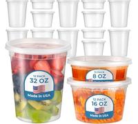 Fit Meal Prep 66 Pack 8 16 32 oz Deli Containers with Lids, US Made Leakproof Quart Containers with Lids, Clear Plastic Food Storage Container with Lid, Microwave Freezer Safe Meal Prep Container
