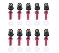 Fit Motorcycle Windscreen Bolt Kit, 10pcs M5x15mm Screws for Easy Replacement (Red)