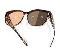 Fit Over Photochromic Polarised Sunglasses for Driving & Glasses Wearers | Fits frames up to 144 x 48 mm, UV400, light VLT 38%-53%, dark VLT approx. 14%, TR90 frame, 24 g
