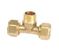 Fit PEX-AL-PEX Tube I.D x O.D 20x25mm - 1/2" BSP Male Tee Brass Fitting