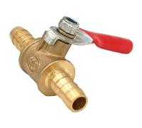 Fit Tube I.D 6/8/10/12/14mm Barbed Equal Brass Ball Valve with Red Handle for Water Air(8mm)