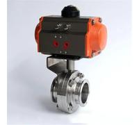 Fit Tube O.D 19/25/32/38/45/51mm Tri Clamp 1.5" 2" 304 Stainless Steel Sanitary Pneumatic Ferrule Butterfly Valve(32x50.5mm(1.5 in.TC))