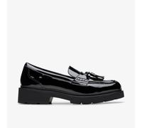 Clarks Womens Lauryl Tassel Black Patent Trouser Shoes,Slip Ons,Loafers