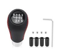 Fit4drive 6 Speed Universal Gear Knob，Car Gear Shift Knob Leather Gear Stick Shift Cover for Manual Automotive Vehicles - Red
