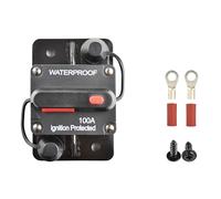 Fit4Less car circuit breaker 100A of DC12V-48V waterproof and manual reset ideal for audio inline, Inverter, solar system circuit protection in motor home, Marine, RV,Trailer.