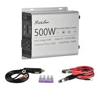Fit4Less Pure Sine Wave Inverter 500W (400W-800W), 12V DC to 240V AC, USB-C, USB, Dual AC Sockets, LCD Display