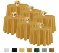 Fitable 6 Pack Gold Round Tablecloths - 120 Inches Round - Wrinkle and Stain Resistant Fabric Table Clothes, Washable Polyester Table Covers for Wedding, Party, Banquet, Formal Events