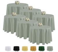 Fitable 6 Pack Round Tablecloths, Sage Green, 120 Inches in Diameter - Stain Resistant and Washable Table Cloth, Polyester Fabric Table Covers for Wedding, Party, Banquet, Formal Events