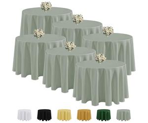 Fitable 6 Pack Sage Green Round Table Clothes - 90 Inches in Diameter - Stain Resistant and Washable Tablecloths, Polyester Fabric Table Covers for Wedding, Party, Banquet, Gathering
