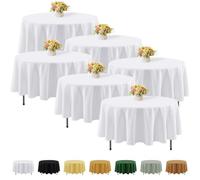 Fitable 6 Pack White Round Tablecloths - 90 Inches in Diameter