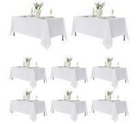 Fitable 8 Pack Rectangle Tablecloths: Stain Resistant Wrinkle Free Circle Table Clothes, Washable Reusable Polyester Table Covers for Wedding Party Birthday Banquet Reception(White, 60x102 Inch)