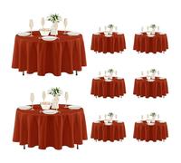 Fitable 8 Pack Round Tablecloths: Stain Resistant Wrinkle Free Circle Table Clothes, Washable Reusable Polyester Table Covers for Wedding Party Birthday Banquet Reception(Rust, 84 Inch)