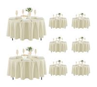 Fitable 8 Pack Round Tablecloths: Stain Resistant Wrinkle Free Circle Table Clothes, Washable Reusable Polyester Table Covers for Wedding Party Birthday Banquet Reception(Ivory, 70 Inch)