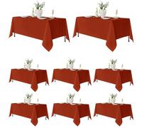 Fitable 8 PackRectangle Tablecloths: Stain Resistant Wrinkle Free Circle Table Clothes, Washable Reusable Polyester Table Covers for Wedding Party Birthday Banquet Reception(Rust, 70x120 inch)