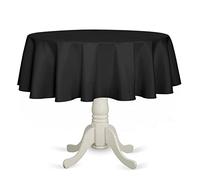 Fitable Black Round Tablecloth 60 inch, Stain and Wrinkle Resistant Washable Polyester Table Cloth for Dining Buffet Parties and Camping