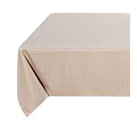 Fitable Faux Linen Beige Tablecloth Rectangle 60 x 84 Inch - Fabric Neutral Table Cloth for 6 Foot Tables, Faux Burlap Kitchen Table Cover for Dining, Party, Farmhouse, Outdoor Picnic, Camping