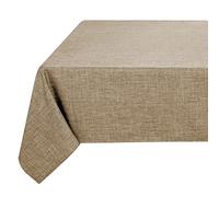 Fitable Faux Linen Rectangle Tablecloth 60 x 84 Inch - Fabric Neutral Table Cloth for 6 Foot Tables, Mocha Flax Look Kitchen Table Cover for Farmhouse, Dining, Party, Outdoor Picnic, Camping