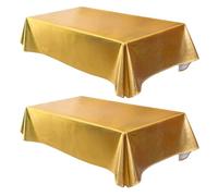 Fitable Foiled Tablecloth for Rectangle Table, 2 Pack - 60 x 102 inch, Gold - Stain Resistant Table Cloth for New Year Holiday Party Event Banquet