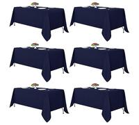 Fitable Navy Tablecloths for 6-8 Foot Tables, 6 Pack - 70 x 120 Inches - Reusable and Washable Table Clothes, Polyester Fabric Table Covers for Wedding, Party, Banquet