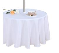 Fitable Round Table Cover Outdoor and Indoor Tablecloth - Washable Waterproof Wrinkle Free Table Cloth with Zipper and Umbrella Hole for Spring/Summer/Party/Picnic/BBQS/Patio White 70R