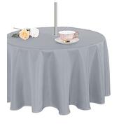 Fitable Round Table Cover Outdoor and Indoor Tablecloth - Washable Waterproof Wrinkle Free Table Cloth with Zipper and Umbrella Hole for Spring/Summer/Party/Picnic/BBQS/Patio Silver Grey 70R