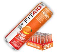 FITAID Mango Sorbet Clean Energy Drink & Hydration Helper - Ready to Drink Sports Drink with Caffeine from Green Tea; Electrolytes Magnesium BCAA Turmeric Vitamins Amino Acids Quercetin CoQ10 24x355ml