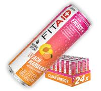 FITAID Peach Mandarin Clean Energy Drink & Hydration Helper; Ready to Drink Sports Drink with Caffeine from Green Tea, Electrolytes Magnesium BCAA Turmeric Vitamins Amino Acids Quercetin CoQ10 24 pack