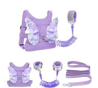 Toddlers Leash + Anti Lost Wrist Link Child Kids Safety Harness Kids Walking Wristband Assistant Strap Belt for Girl Pink Christmas Gift (Purple)