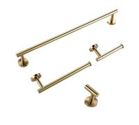 Fitaulip 1/4pcs Stainless Steel Polished Chrome Brushed Gold Hanger Hook Towel Bar Paper Holder Bathroom Accessorie(Set Brushed Gold)