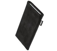 fitBAG Classic Black custom tailored sleeve for ZTE Blade V70 Max | Made in Germany | Genuine Alcantara pouch case cover with MicroFibre lining for display cleaning