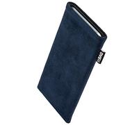 fitBAG Classic Blue custom tailored sleeve for Motorola Edge 20 Lite | Made in Germany | Genuine Alcantara pouch case cover with MicroFibre lining for display cleaning