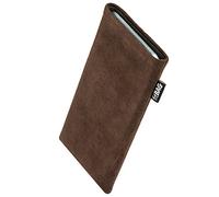 fitBAG Classic Brown custom tailored sleeve for Samsung Galaxy S24 Ultra | Made in Germany | Genuine Alcantara pouch case cover with MicroFibre lining for display cleaning