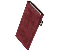 fitBAG Classic Burgundy custom tailored sleeve for Motorola Edge 60 Pro | Made in Germany | Genuine Alcantara pouch case cover with MicroFibre lining for display cleaning