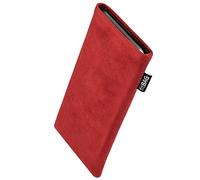 fitBAG Classic Red custom tailored sleeve for Motorola Edge 50 Pro | Made in Germany | Genuine Alcantara pouch case cover with MicroFibre lining for display cleaning
