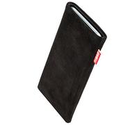 fitBAG Folk Black custom tailored sleeve for ZTE Blade V70 Max | Made in Germany | Fine nappa leather pouch case cover with MicroFibre lining for display cleaning