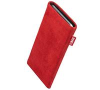 fitBAG Folk Red custom tailored sleeve for Motorola moto g22 | Made in Germany | Fine nappa leather pouch case cover with MicroFibre lining for display cleaning