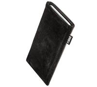 fitBAG Fusion Black/Black custom tailored sleeve for Leica Leitz Phone 1 | Made in Germany | Fine nappa leather pouch case cover with MicroFibre lining for display cleaning